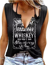 Ärmelloses T-Shirt mit lustigem Buchstaben-Print und V-Ausschnitt